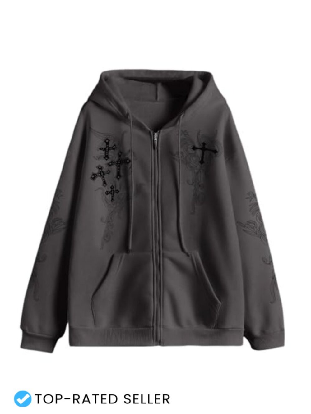 Zip Up Hoodie Y2K Graphic Gothic Grunge Streetwear Oversized Hooded Sweatshirt
